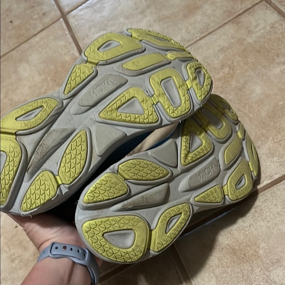 Hoka Blue and Pink Athletic Shoes with Maximalist Cushioning - Picture 6 of 6